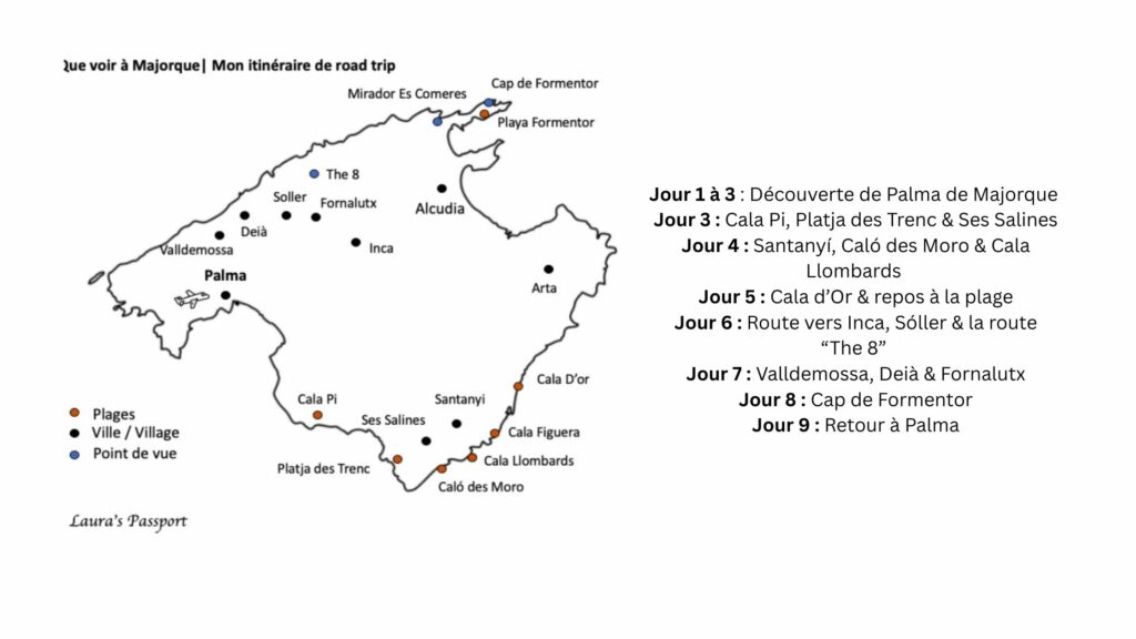 carte itinéraire Majorque 10 jours