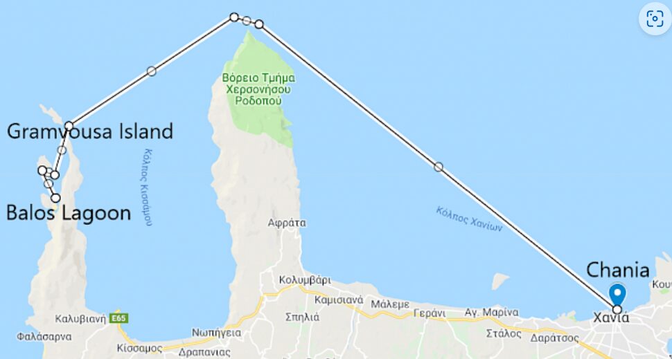 carte itinéraire vers balos en excursion bateau