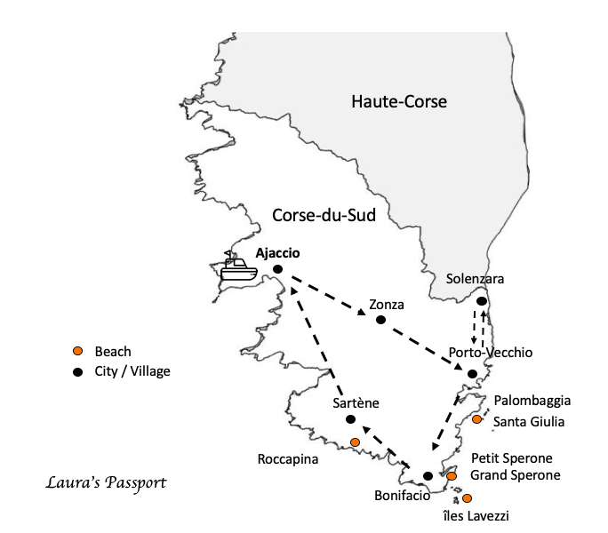 corsica itinerary map