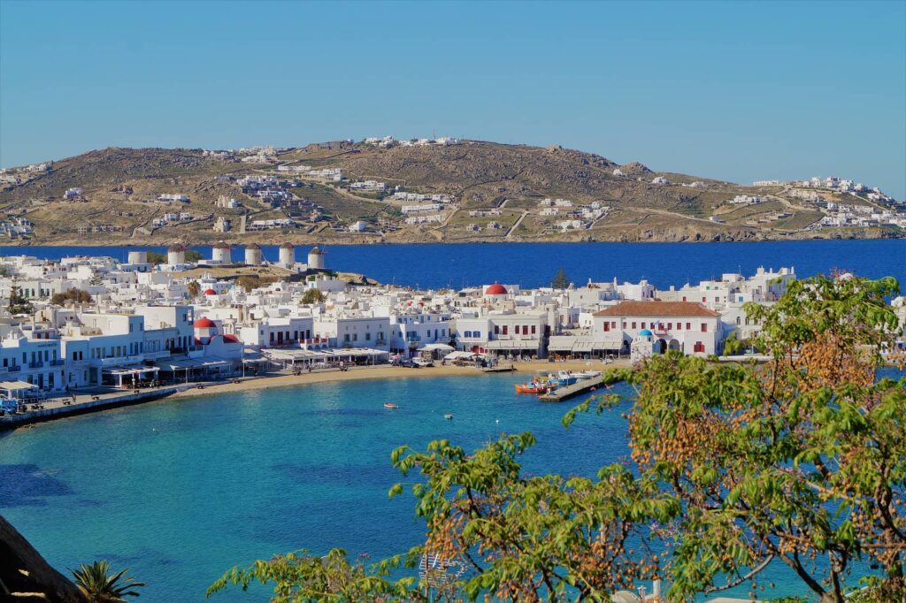 mykonos port view