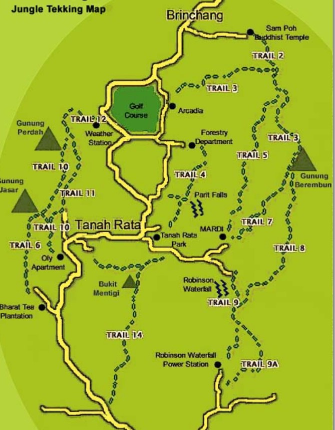 carte de randonée cameron highland