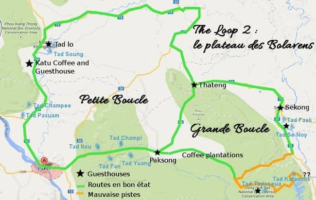 map boucle plateau des Bolovens