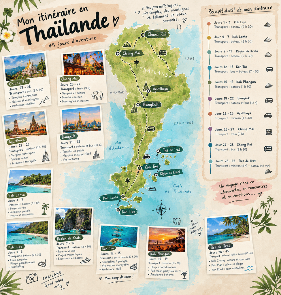 itinéraire thailande carte