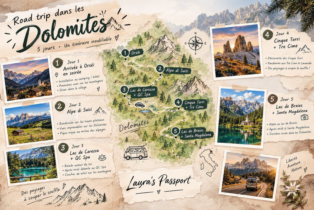 itinéraire dolomites 5 jours en van 