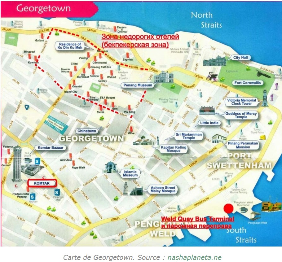 carte de georgetown en malaisie