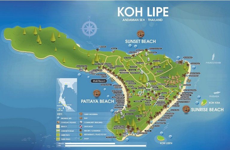 carte des plages de koh lipe